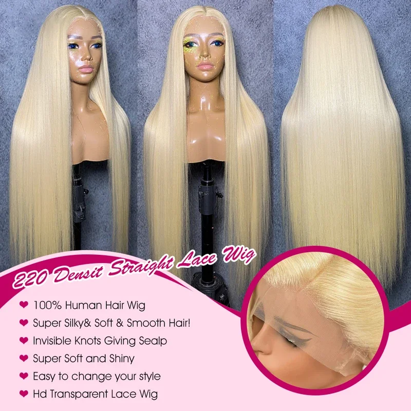 Blonde 613 Straight Wigs Human Hair 13x6 HD Lace Front Human Hair Wigs 250%Density 613 Lace Front Brazilian Remy Wig 26 Inch