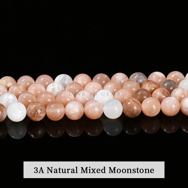 Natural Stone Mixed Moonstone Bead Colorful Moonlight Irisation Loose Spacer For Jewelry Making Bracelet Necklace Diy Accessory loose beads bead jewelry making loose spacer beads loose gemstone beads