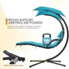 Hammock Chair Lounge Chair w/Built-in Pillow and Removable Patio Swing Lounge Chair Canopy Hammock Arc Stand 2