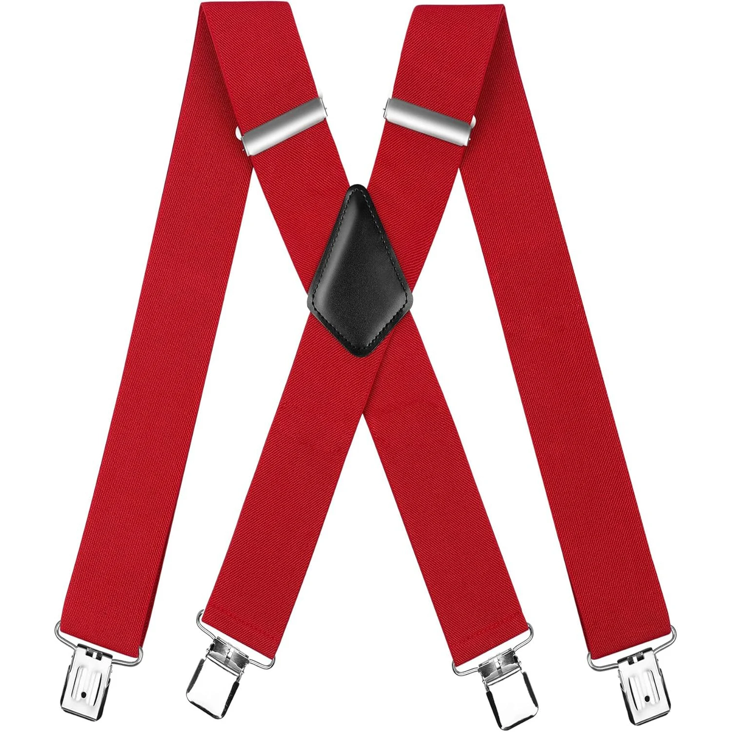 Men's Suspender Trousers Braces with Strong 2 inch Wide 4 Clips Heavy Duty for Men High Elastic X Style Adjustable Suspenders