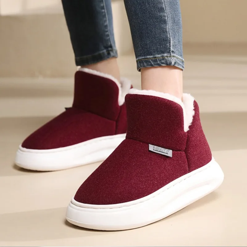 

Winter Women Snow Boots Short Plush Warm Casual Cloud Soft Couples Cotton Shoe 2023 Suede Fur Flat Platform Ladies Ankle Botas