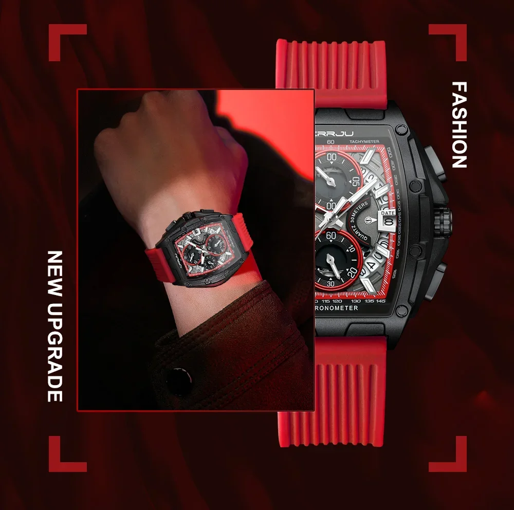 Top Brand Men's Watches Luxury Square Quartz Wristwatch Waterproof Luminous Chro