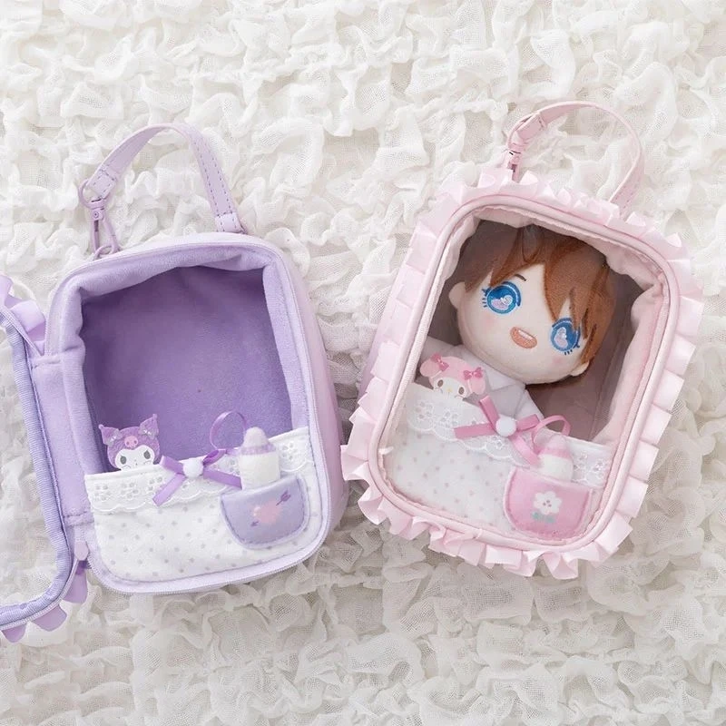 

Sanrio Lolita Kawaii Doll Bags Japan Style Transparent Square Cute Pain Bags Lace Bow Layer Y2k Handbags Girls Ita Bag