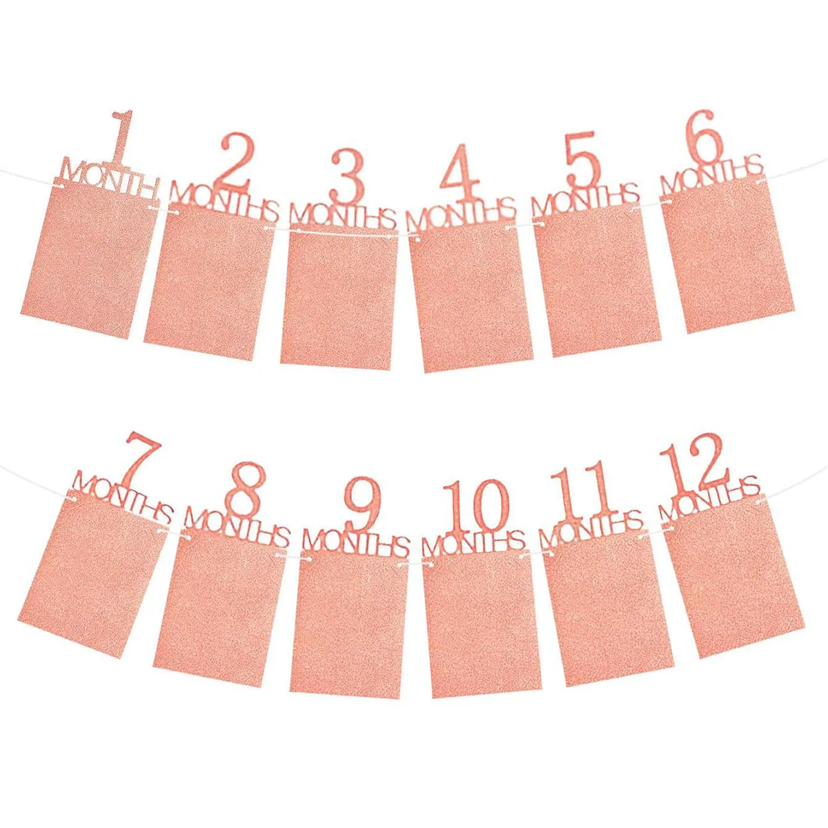 Party Decorations Birthday Banner Rose Gold 1 to 12 Months Photo Frame Paper Banner 1st Birthday Party Decoration 1 Year Old Baby Girl First Birthday Supplies