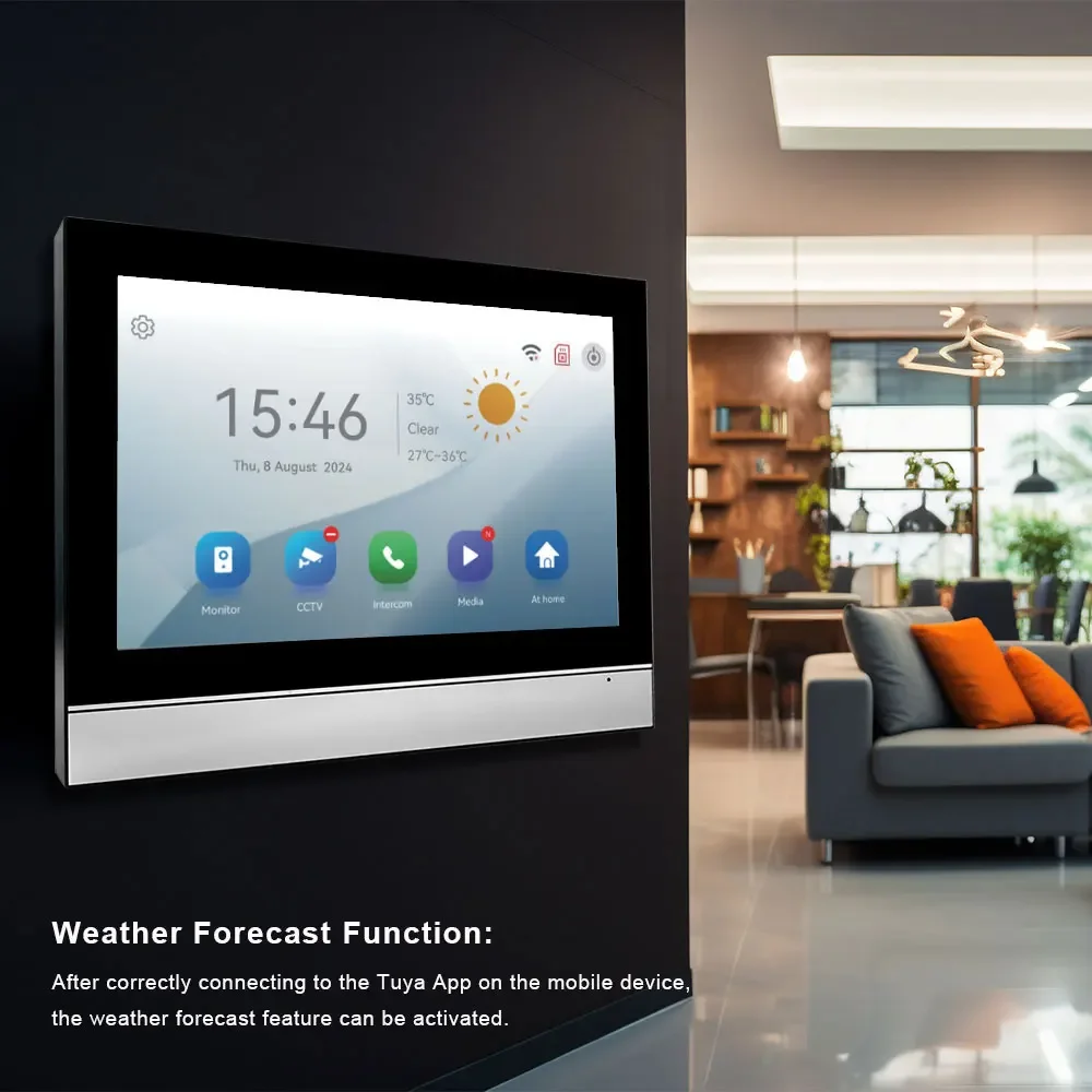 7 or 10 inch HD IPS touch screen indoor monitor with Tuya Smart Life App for video intercom system