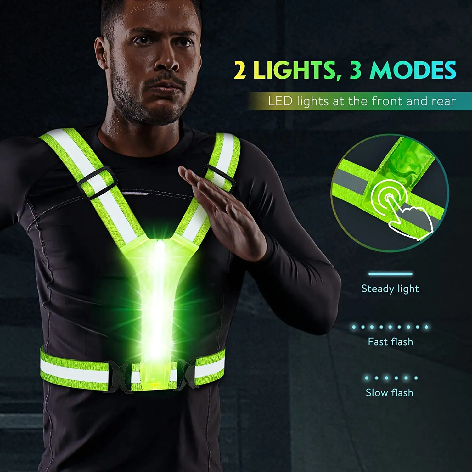 LED Running Vest USB Rechargeable Reflective Cycling Security Vest  Adjustable Night Running Vest High Visibility for Kids Adults - AliExpress
