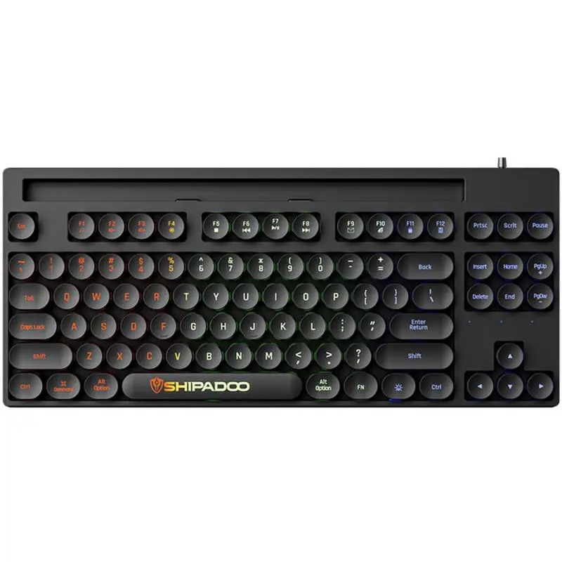 K87V2 유선 발광 미니 발광 키보드, 기계식 느낌 87KEY 키, 펑크 라운드 키 색상