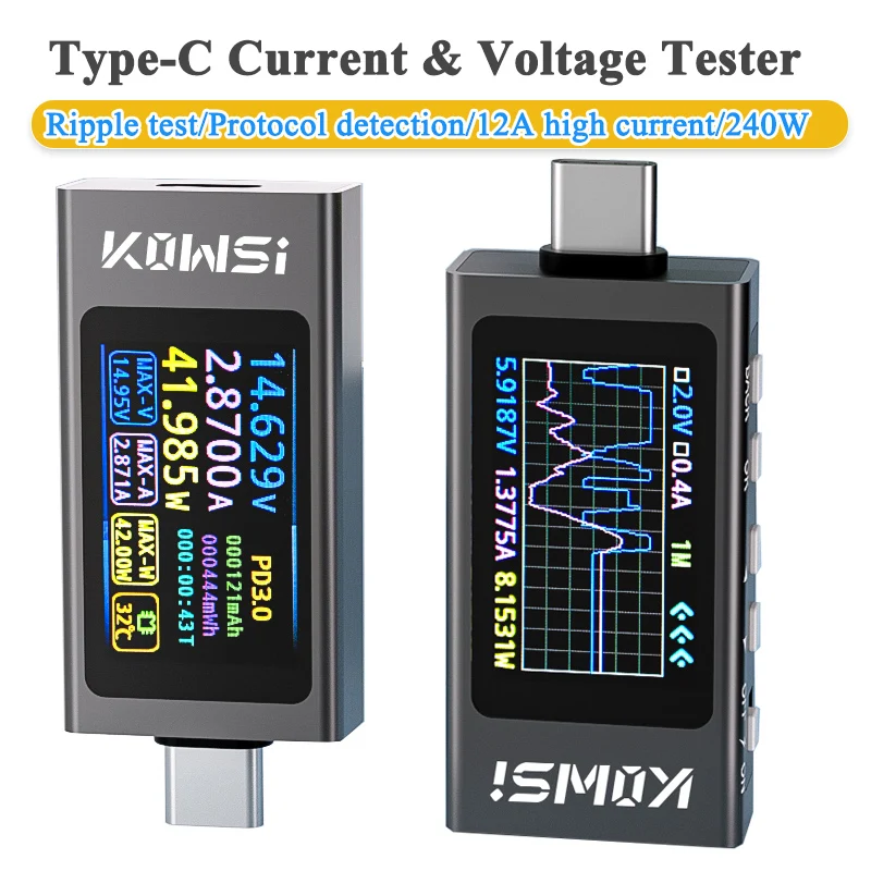 KWS-X1 4V-30V 12A Tester typu C Woltomierz za $11.17 / ~41zł
