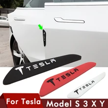 Protector de puerta de coche para Tesla modelo 3, tira de borde de parachoques de puerta lateral, pegatina protectora contra arañazos, modelo 3y, modelos 4 piezas 2017-2022