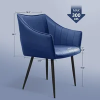Modern Leather Dining Chairs Set of 2- High Back, Armrest, Metal Legs - Ideal for Kitchen, Dining & Reading  table restaurant 2