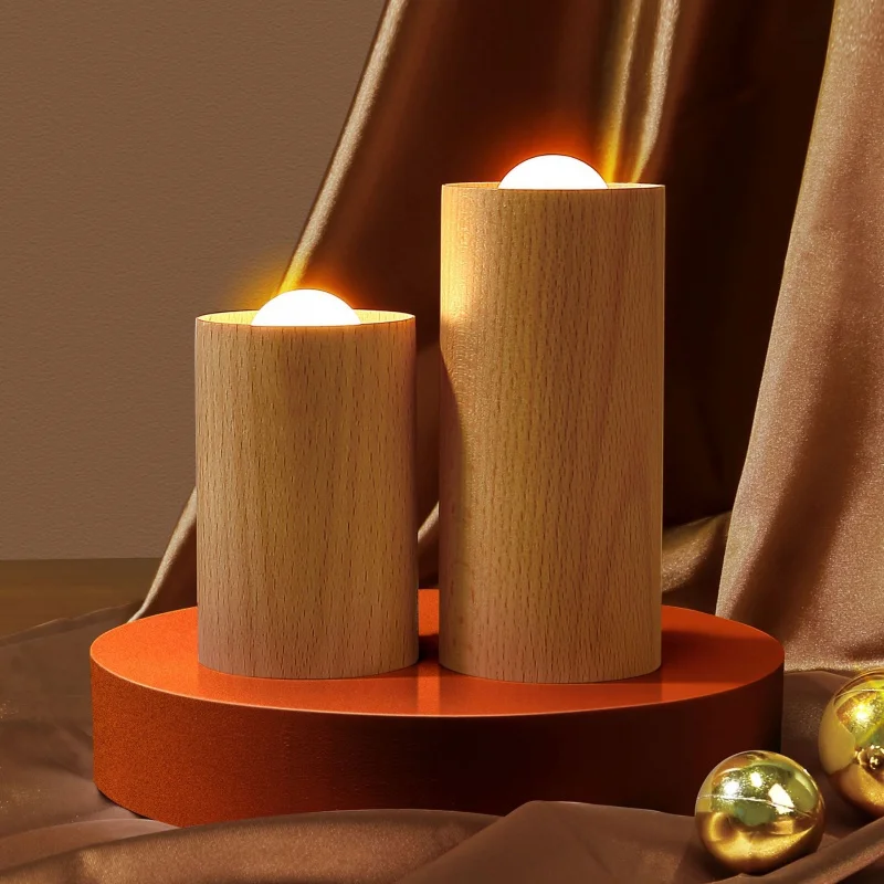 

Wooden Candle Light USB Charging Air Flow Blowing Control Lamp Domestic Ornaments Bedroom Led Bedside Small Night Lamp