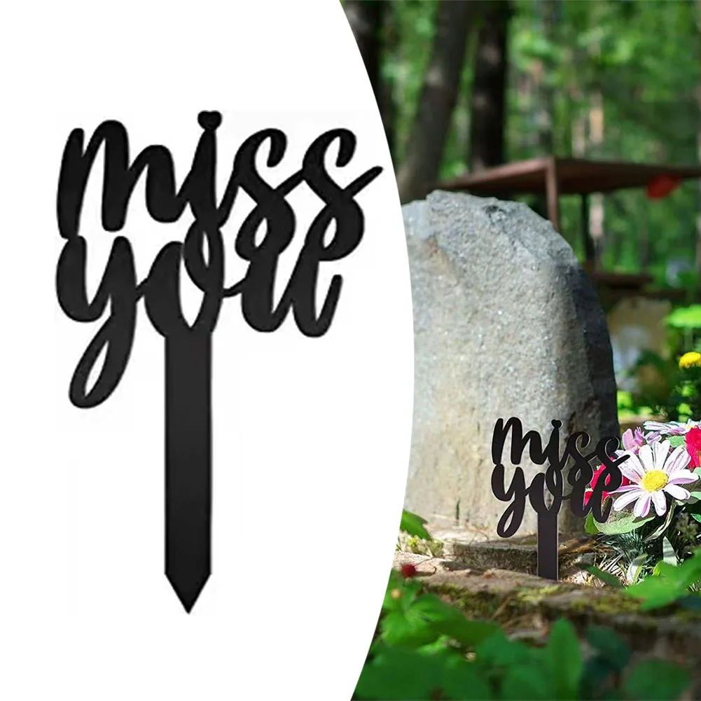 

1pcs Metal Miss You Commemorative Pile Outdoor Garden Acrylic Decoration Plug-in For Forgarden Lawn Yard Remembrance Plaque