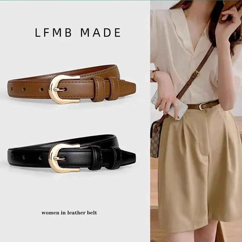 Belt Summer Brown Belt with Fine Matching Western Pants Simple and Versatile Belt 2024 New Fashion Decoration 1