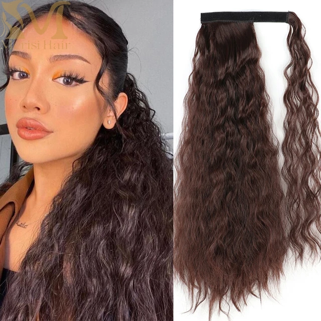 MERISIHAIR Synthetic Long Straight Wrap Around Clip In Ponytail Hair Extension Heat Reistan Pony Tail Fake Hair 19-2-33