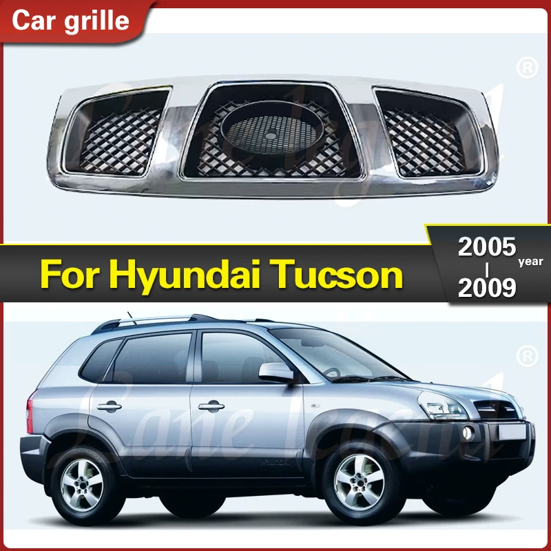 ABS 크롬 프론트 그릴 트림 트림 그릴, 현대 투싼 JM 2005 2006 2007 2008 2009 레이싱 그릴