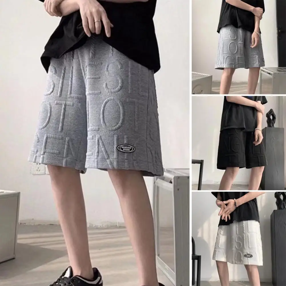 

Men Solid Color Shorts Men's Wide Leg Elastic Waist Summer Shorts Solid Color Streetwear Casual Sport Pants for Comfortable