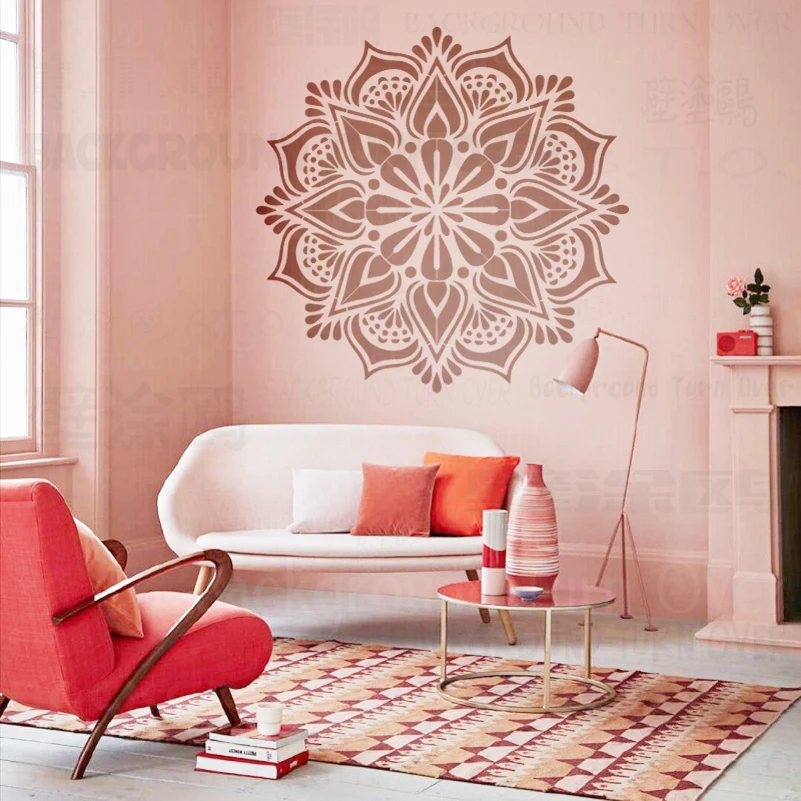 

70cm - 110cm Wall Stencil Decor For Painting Template Furniture Makers Decorative To Paint Drawing Mandala Big Round Flower S440