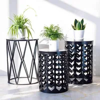 Set of 3 Metal Round Coffee Accent Table, Side Table End Table for Indoor Outdoor Multifunctional Use,Heavy Duty Metal Plant 1