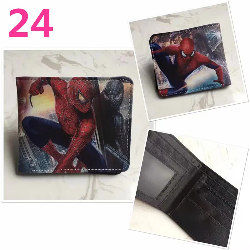 Cartera de dibujos animados de Spiderman, monedero corto de PVC con bolsillo para monedas, juguetes de regalo, 41 tipos