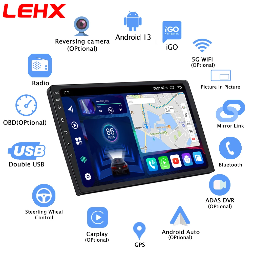 LEHX L6 Pro 2 Din WiFi Android 12 8 Core Auto Radio dvd Car Multimedia Video Player 7 9 10 inch dvd For Apple Carplay Navig GPS car multimedia player car radio