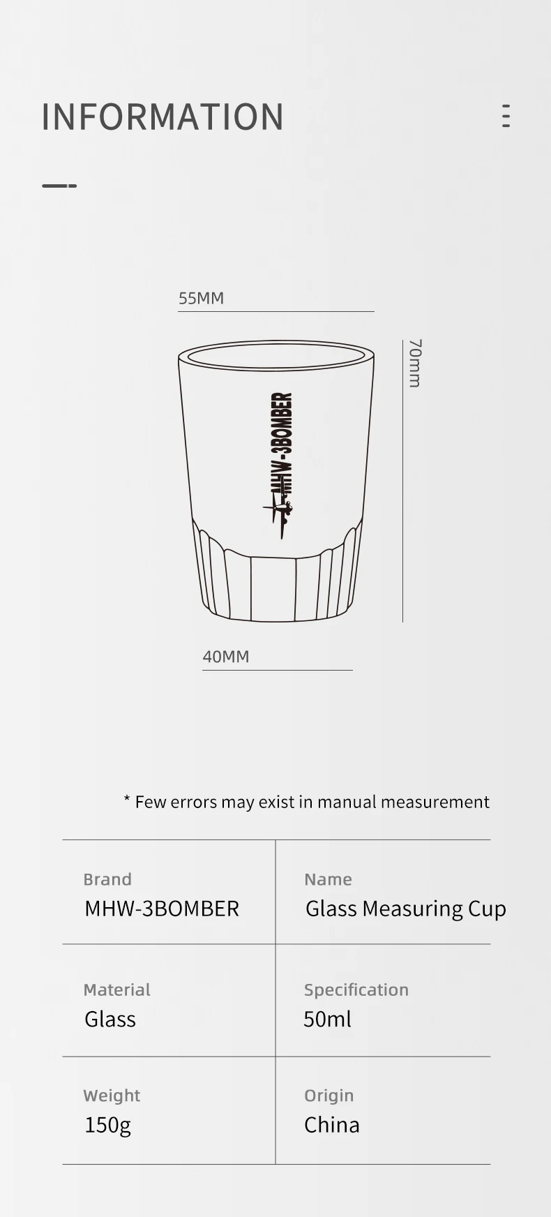 Description Picture 2 of item50ML Espresso Measuring Cup Coffee Shot Glass OZ Cup for Professional Barista Beer Mug Home Kitchen Coffee Measuring Accessories