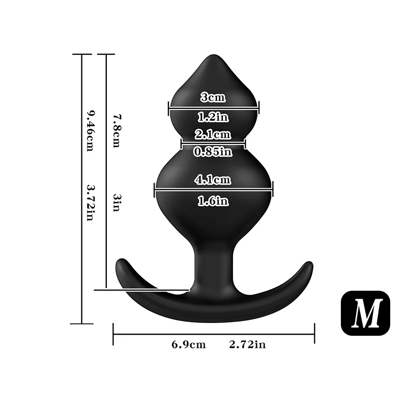 1Pc Double Bead Anal Plug with Steel Pull Bead Vaginal Balls Dildo Buttplug Adult Sex Toy for Male Female Anal Stimulation 18+