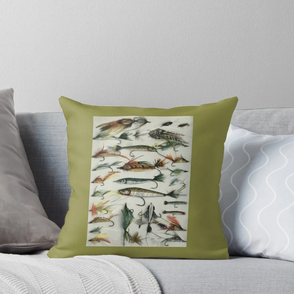 

1920's Fishing Flies Throw Pillow Luxury Cushion Cover Cushion Cover Set