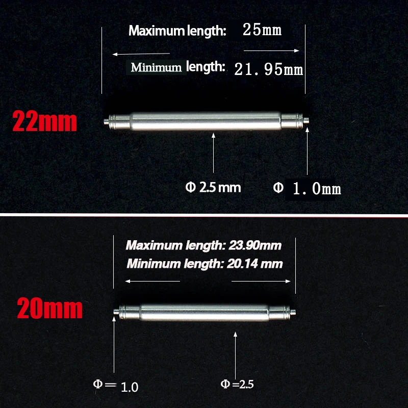 10 Pz Barre A Molla In Acciaio Inox Barra A Molla Pin Per Seiko Skx007 Skx009 Cinturino 20Mm 22Mm 2.5Mm Diametro Pin S
