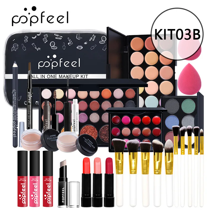 POPFEEL Full Set of Light Makeup Gift Box Makeup Set for Female Beginners Makeup Combination Include Eyebrow Eyeliner Eyeshadow 6