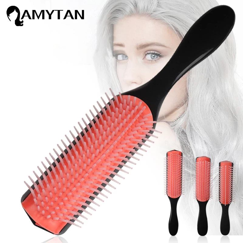 9row Natural Detangling Brushes Nylon Denman Detangler Hairbrush Blow