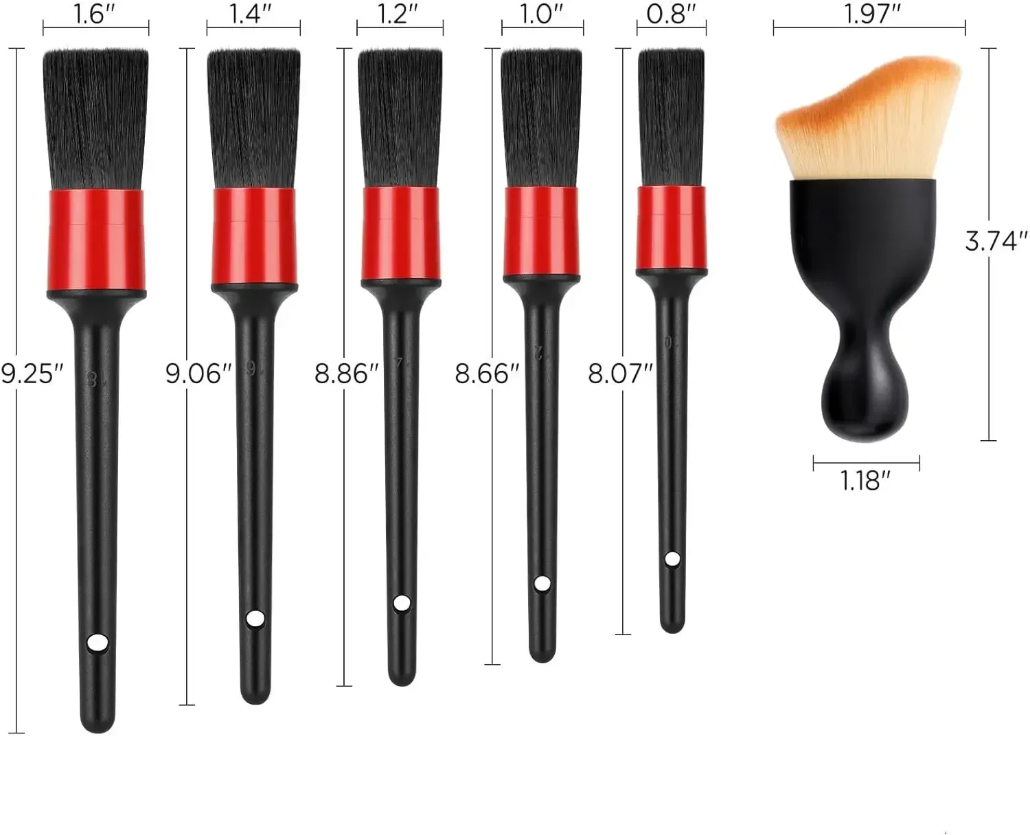 Car Detailing Brush Set for Cleaning Wheels Dashboards Vents and More Car Cleaning Brushes Car Accessories 6Pcs
