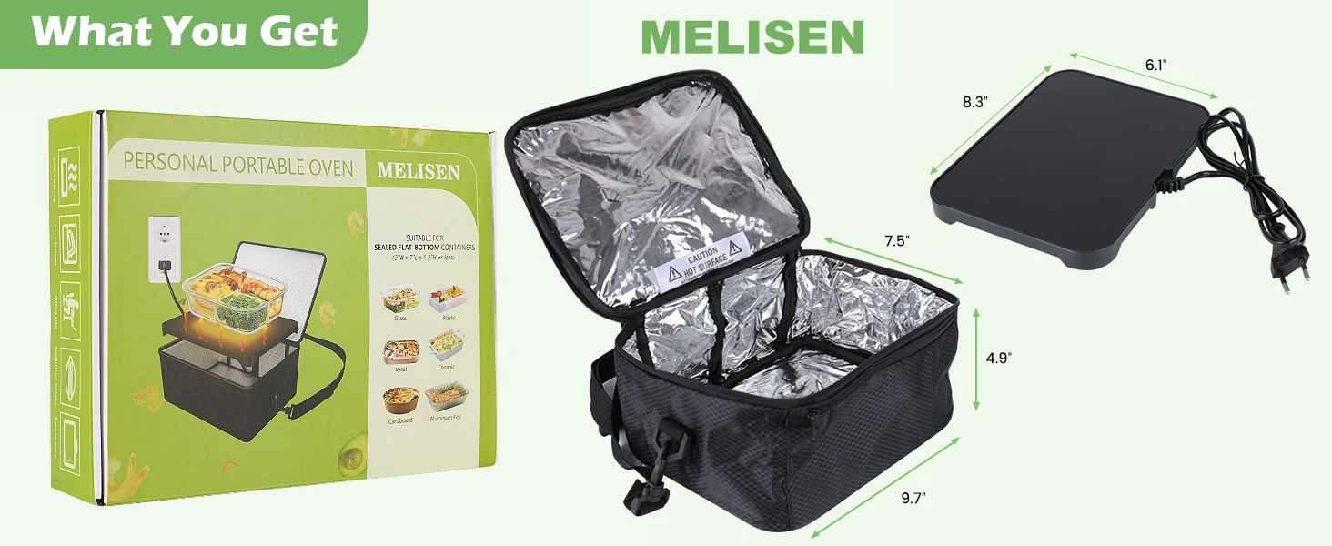 Description Picture 5 of itemElectric Heated Lunch Box 220V EU Plug Portable Personal Mini Oven Food Warmer for Meals Reheating & Raw Food Cooking Black Bag