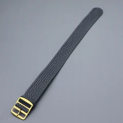 Gold Buckle Braided Nylon Perlon Watch Strap - Elastic Woven Band - 22mm (Grey G)