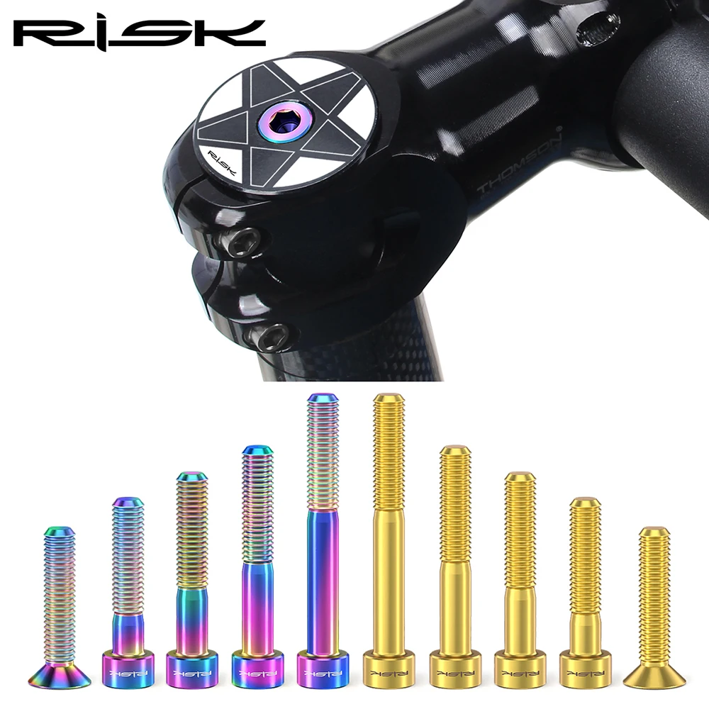 RISK Titanium Bolts M6 x 30 35 40 50mm, Allen Key for MTB Road Bike Taper Head, Bicycle Headset Cap