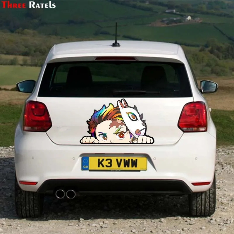 

Three Ratels A933 Funny Kamado Tanjirou Peeker Creative Car Sticker Vinyl JDM Graffiti No Reflective Auto Motor Decals