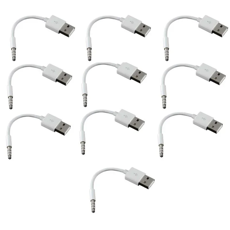 Lot 10pcs Universal AUX 3.5mm Male to USB Male Cable Plug Jack Converter Audio Stereo Headphone White Cord for MP3 iPod banggood universal 3 in 1 ac power change plug charger to us eu au uk wall plug travel wall charger outlet adapter converter