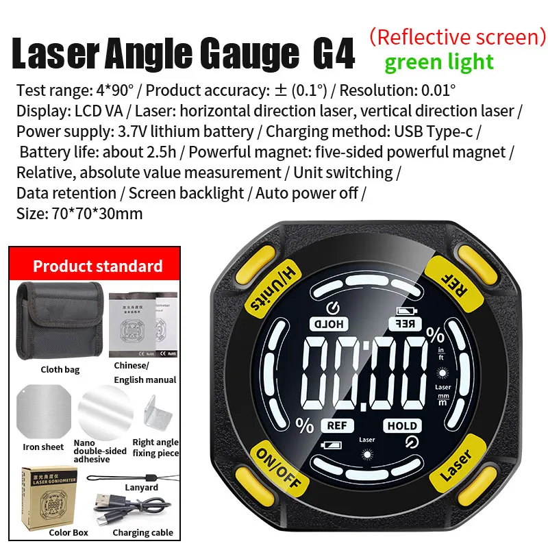 Laser Digital Winkelmesser Neigungsmesser Laser Level Lineal USB Aufladbare  Neigung Elektrische Basis Goniometer Magnet Neigung Werkzeuge