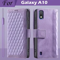 Premium Flip Leather Magnetic Phone Case with Card Holder - Galaxy A10 (Style 1 Purple)