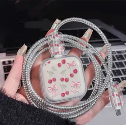 Charming Bow Design 40W Charger Protector for Data Cable and Charging Accessories (Beige)