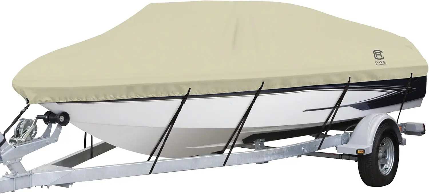Accessories Waterproof Boat Cover, Fits Boats 16'-18.5' L x 98" W, Trailerable Boat Cover with Bow, Windshiel