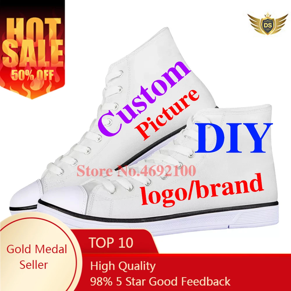 

Woman Sneaker Free Custom Your Logo Image Brand Female Casual Vulcanize Zapatos High Top Shoes Size 35-45 Wholesale Dropshipping