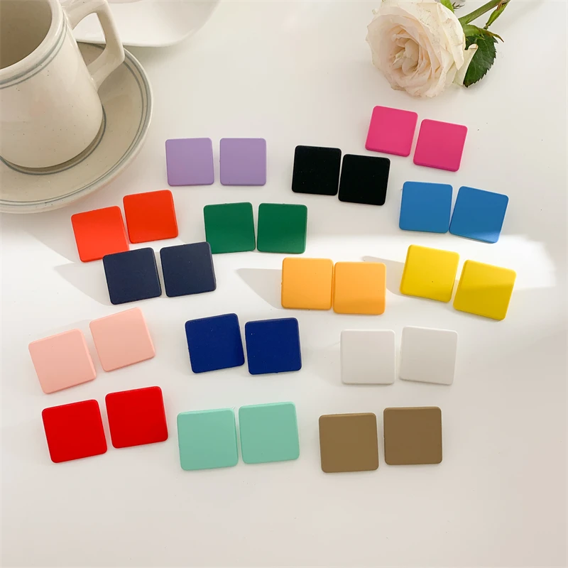 S925 Colorful Square Earrings