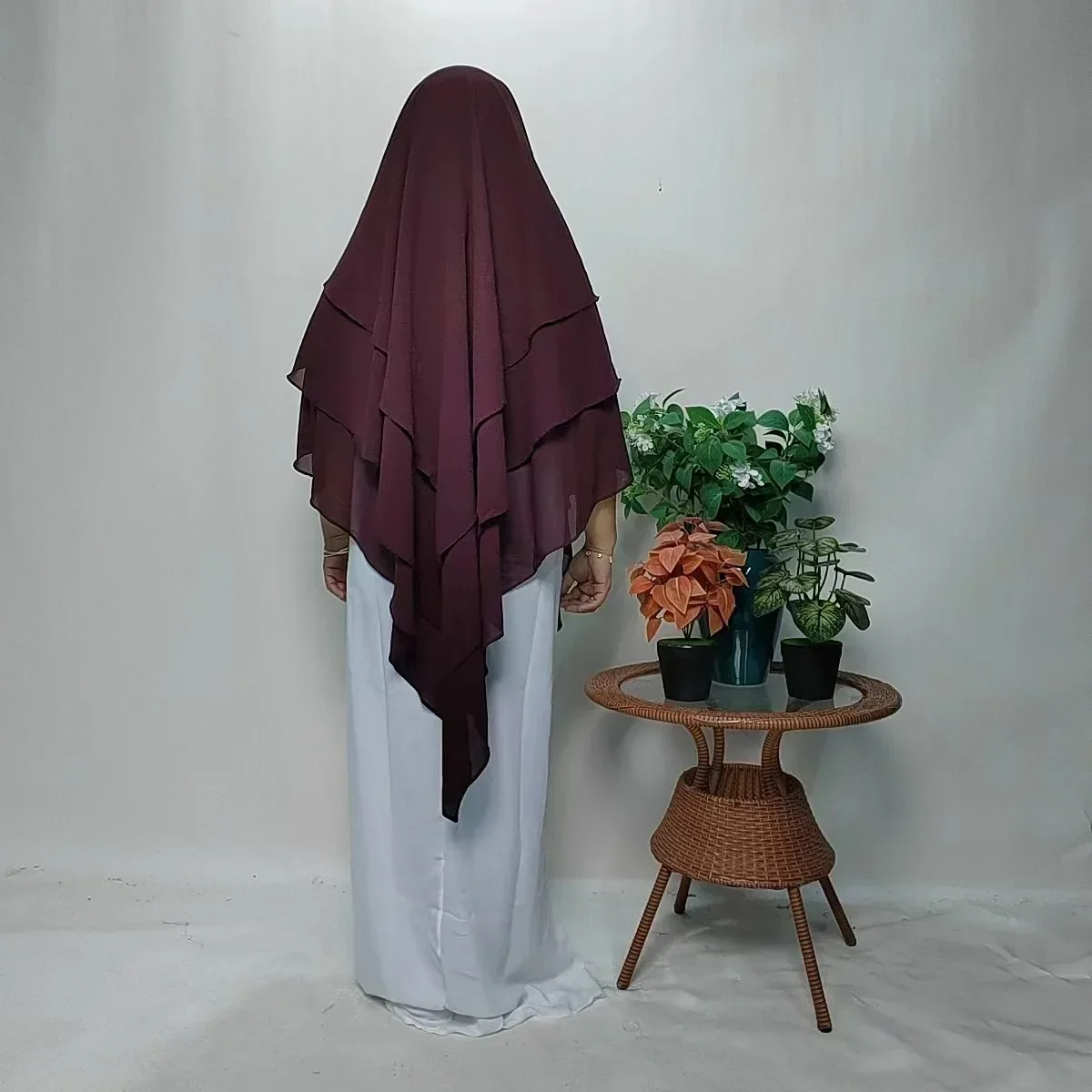 3 Layers Khimar for Muslim Women Chiffon Headscarf Islamic Clothing Long Overhead Hijab Scarf Hijabs Niqab Ramadan Eid jubah