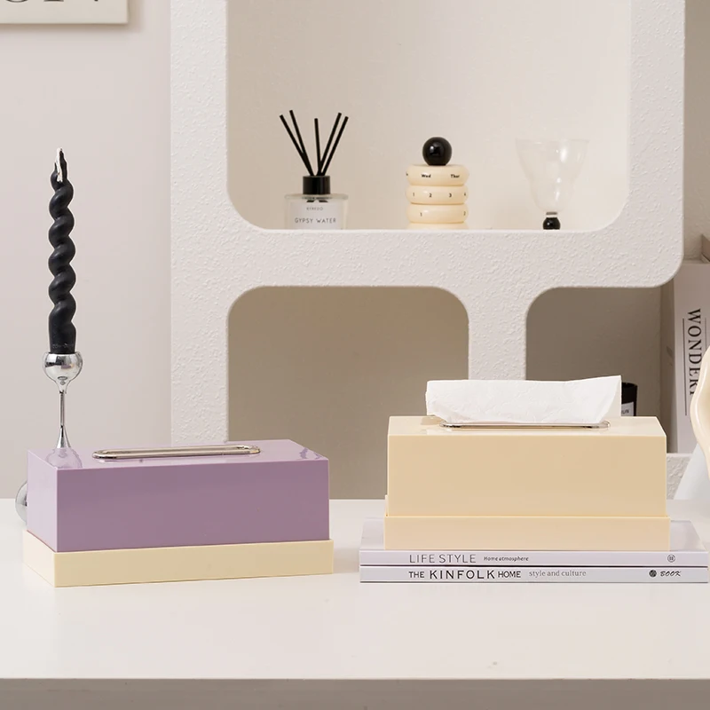 【EpeiusHome】 Paper Box Household Coffee Table Surface Tissue Box Light Luxury Nordic Simple Storage Box 2
