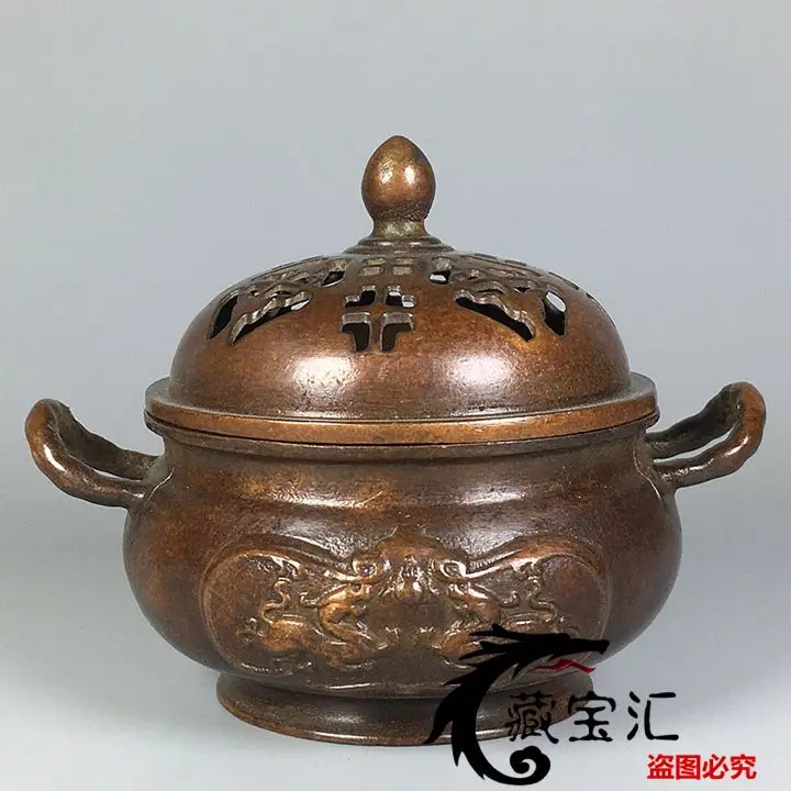 

purple copper ware, hollowed out craftsmanship, auspicious lotus incense burner stove, kung fu tea ceremony, teapot