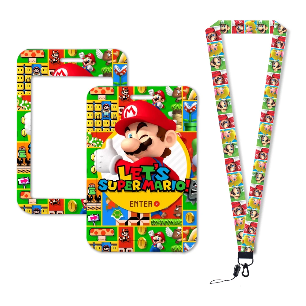 Hot Selling Game Mario Anime Cartoon Cute Frog Kawaii Student Campus Card Holder Lanyard Kids ID Badge Holder Card Sleeves 5
