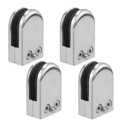 Hot XD-4 Pcs Stainless Steel Round Flat Back Glass Clamp Adjustable Glass Bracket For Balustrade Staircase Handrail( 8-10Mm)