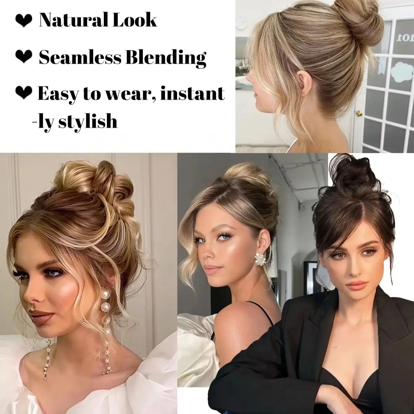 Fermaglio per capelli sintetico a forma di mini cioccolletta per chignon disordinato, donut, capelli ricci, a nido d'uccello, retrattile, per donne e ragazze - immagine 2
