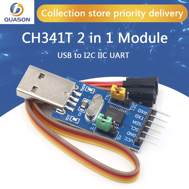 CH341T 2 в 1 модуль 3 V 5V USB к I2C IIC UART TTL однокристальная последовательный порт загрузчик