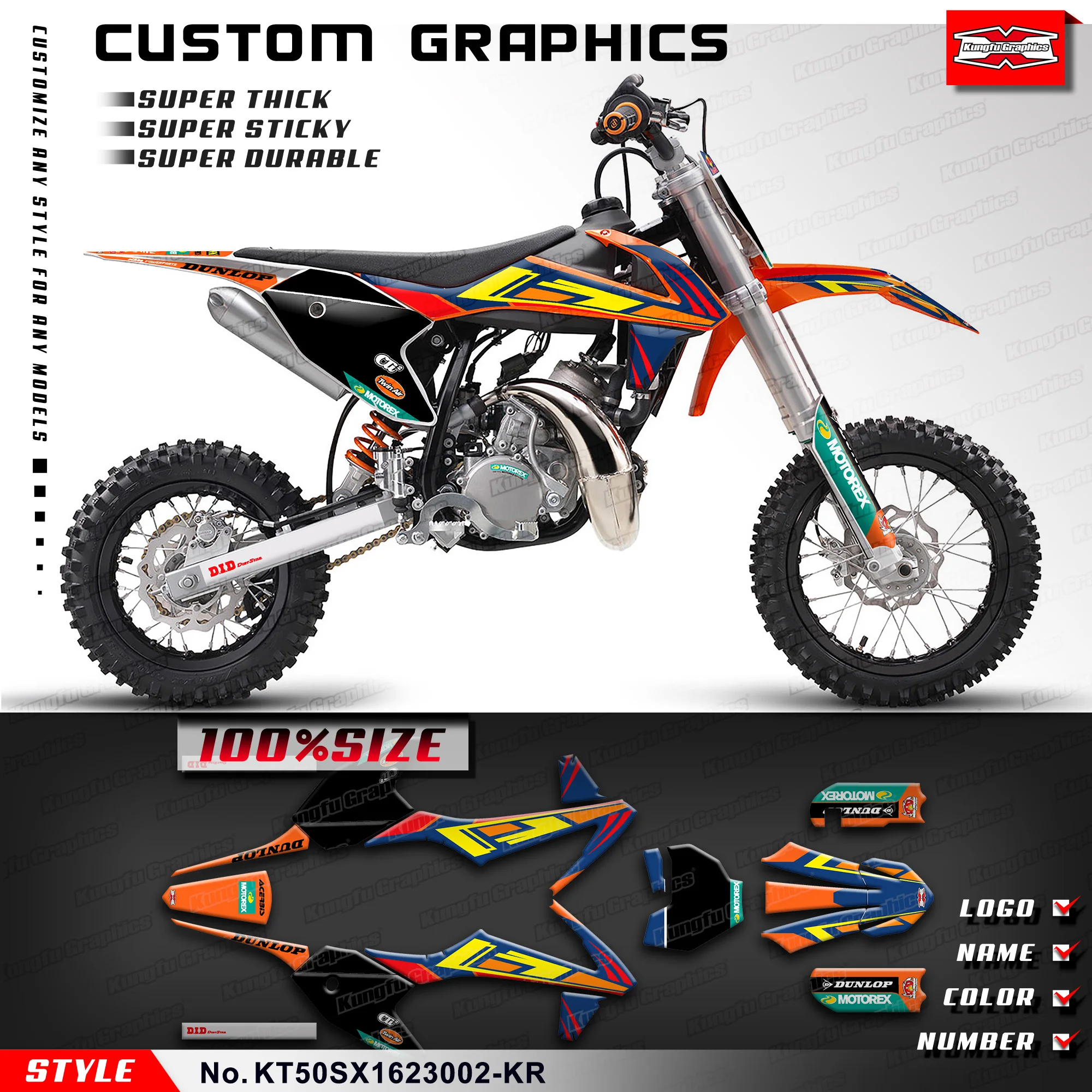 

Гоночная графическая клейкая наклейка для KTM SX 50 2016 2017 2018 2019 2020 2021 2022, KT50SX1623002-KR